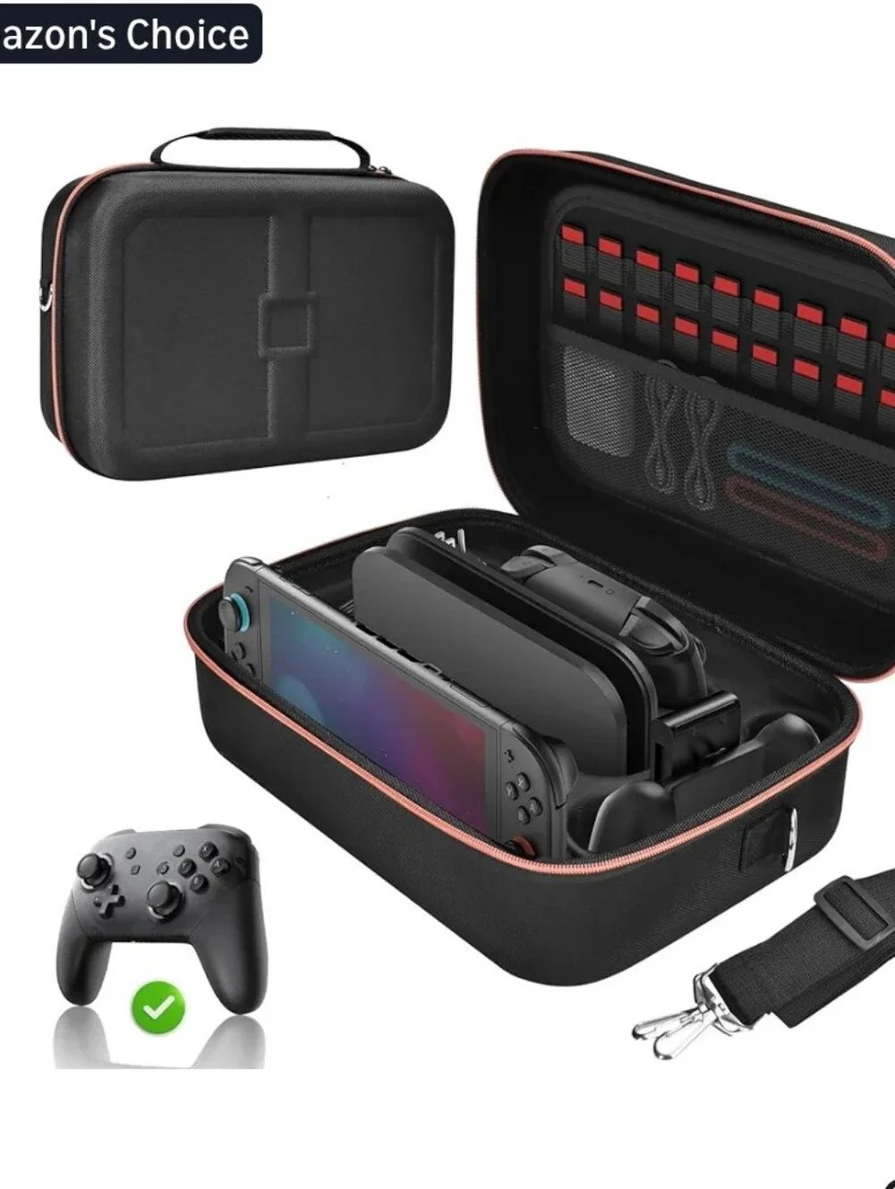 Portable Travel Case for Switch 1/2 — Black with Orange Trim
